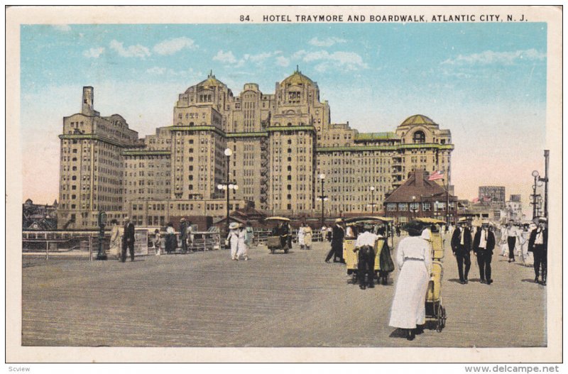 Hotel Traymore and Boardwalk, ATLANTIC CITY, New Jersey, PU-1924