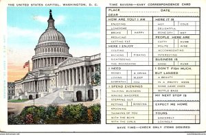 Humour Busy Person's Correspondence Card Showing U S Capitol Washington D C