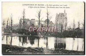 Langemarch in ruins Old Postcard Church taken from the castle