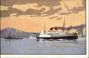 A/s Steamship Steamer Prinses Josephine-Charlotte Vintage Postcard