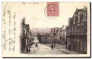 Postcard Old St Hilaire Du Harcouet Place I Hotel de Ville and the Rue de Bre...