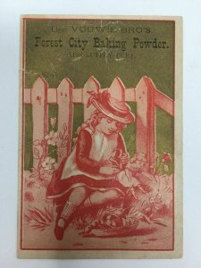 Vouwie Bro's Forest City Baking Powder Trade Card Gold & Red Girl Doll