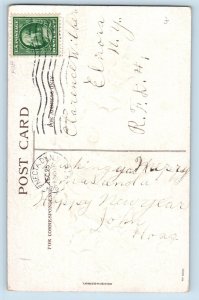 Ellen Clapsaddle Signed Postcard Christmas Greeting Bell Berries Schenectady NY