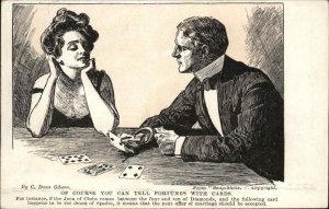 C Dana Gibson Fortune Telling Playing Cards c1910 Vintage Postcard