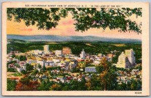 Asheville North Carolina 1958 Postcard Sunset View