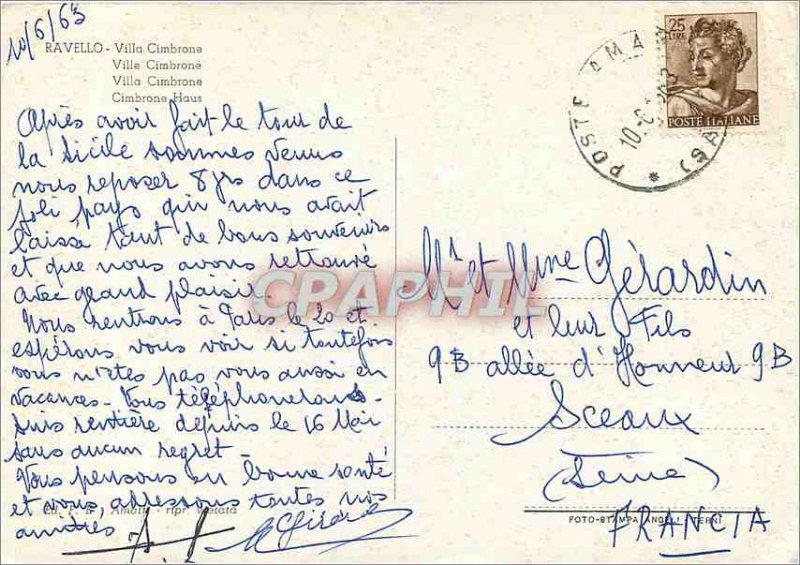 Postcard Modern Ravello Villa Cimbrone