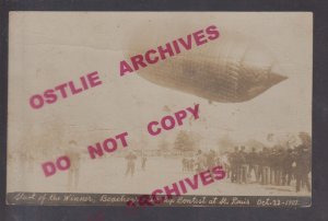 St. Louis MISSOURI RPPC 1907 AIRSHIP Dirigible Zeppelin AIR SHOW Meet BEACHEY MO