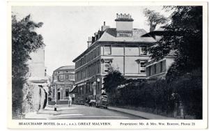Old Postcard of Beauchamp Hotel Great Malvern - Prop Mr Mrs Wm Burton