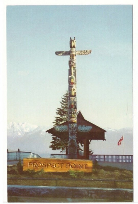 Totem Pole, Prospect Point, Stanley Park, Vancouver BC, Vintage Postcard #1