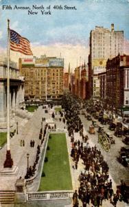 1918 Postcard, Fifth Avenue North of 40th Street, New York Library Michelin E01