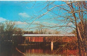 Fayette County Ohio Covered Bridge Over Deer Creek Chrome Postcard Unused