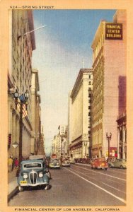 LOS ANGELES, CA California SPRING STREET SCENE~Financial Center c1940's Postcard