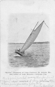 H85/ St Joseph Missouri Postcard c1910 Lake Manawa Sailboat Race Cup23