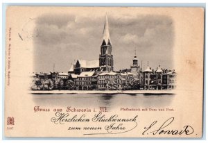 1898 Cathedral Post Office Greetings from Schwerin Germany Posted Postcard