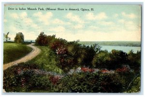 1910 Drive Indian Mounds Park Missouri Shore Quincy Illinois IL Vintage Postcard