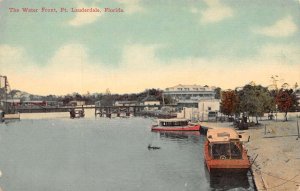 Ft. Lauderdale Florida View On the Waterfront Color Lithograph Vintage PC U6656