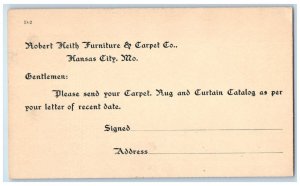 c1880's Robert Keith Furniture & Carpet Co. Kansas City Missouri MO Postal Card