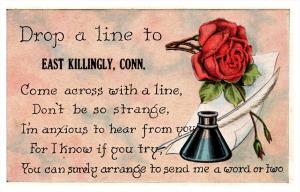 Connecticut  East Killingly  ,   Poem,  Rose, ink well