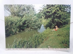 Young Boy Fishing in the River Merry Tom Lane Chapel Brampton Vintage Postcard