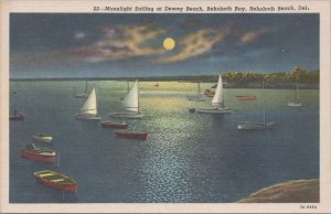 Postcard Moonlight Sailing Dewey Beach  Rehoboth Beach Delaware DE