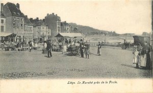 Postcard C-1910 Liege Belgium Market Place Marche undivided 23-333