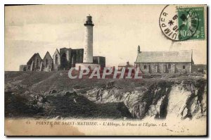 Postcard Old Pointe Saint Mathieu Lighthouse and The Abbey Church