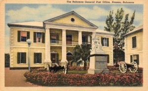 NASSAU, Bahamas   BAHAMAS GENERAL POST OFFICE   Vintage Curteich LInen Postcard