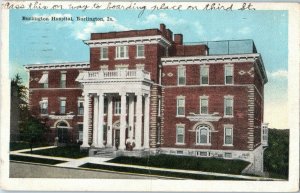 Burlington Hospital Iowa Postcard Posted 1910