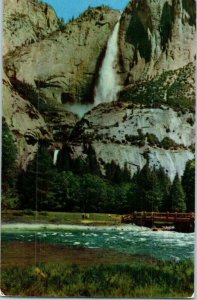 Yosemite Falls from the Meadows California Postcard Posted 1953