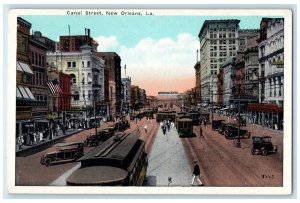 c1940s Canal Street Business District Scene New Orleans Louisiana Cars Postcard