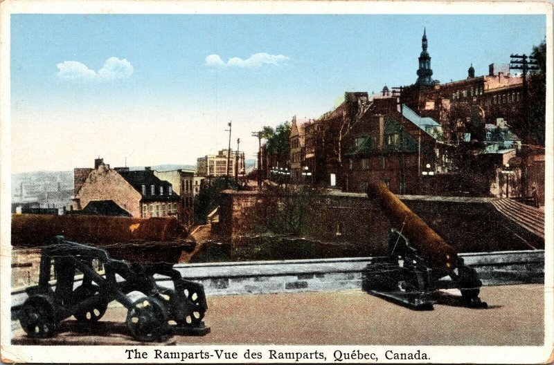 Ramparts Vue Quebec Canada Canons WB Postcard VTG UNP Unused Vintage 