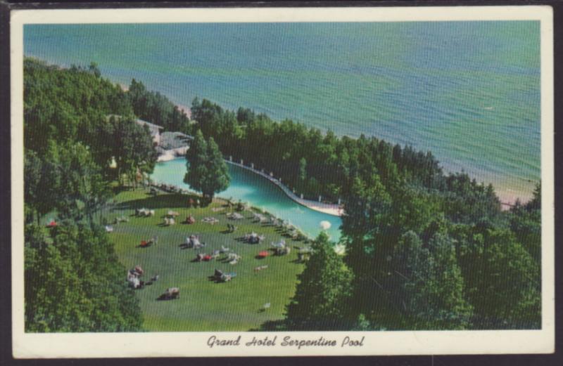 Grand Hotel Serpentine Pool,Mackinac Island,MI Postcard BIN