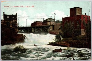 Saco ME-Maine, 1909 Cataract Falls Buildings Bridge Vintage Postcard