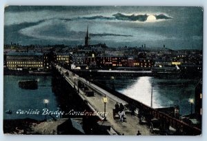 Northern Ireland Postcard Carlisle Bridge at Night Londonderry c1910 Antique