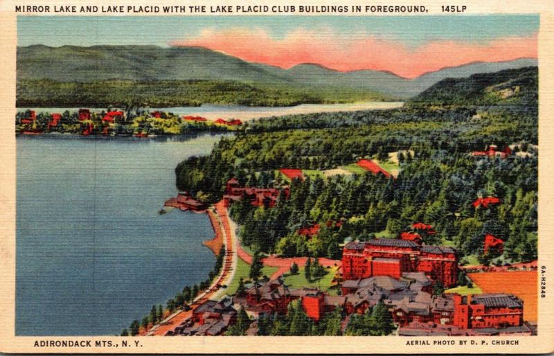 New York Adirondacks Lake Placid Mirror Lake With Lake Placid Club Buildings ...