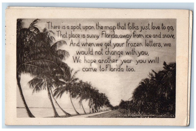 1921 Greetings From Jacksonville Florida FL, Tree-lined Humor Vintage Postcard