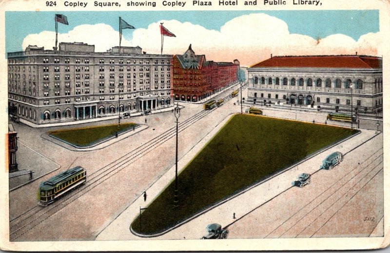 Massachusetts Boston Copley Square Showing Copley Plaza Hotel and Public Libr...