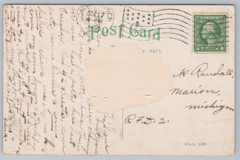 Cadillac Michigan~Courthouse~Smoke Stack~Vintage Postcard