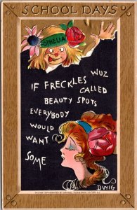 DWIG art Postcard School Days Ophelia Freckle Faced Girl Beautiful Woman