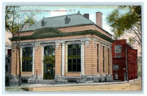 1912 Amsterdam Free Library, Amsterdam, New York NY Antique Postcard 