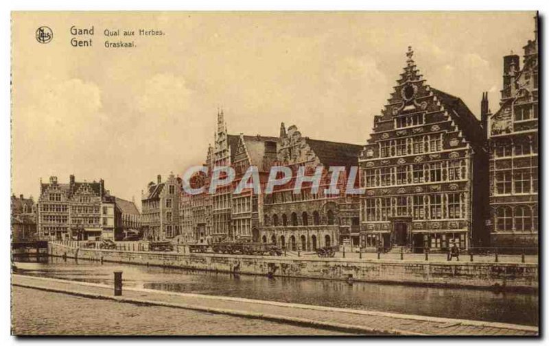 Old Postcard Ghent Quai aux Herbes