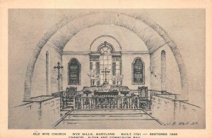 OLD WYE CHURCH WYE MILLS MARYLAND POSTCARD (c. 1950s)