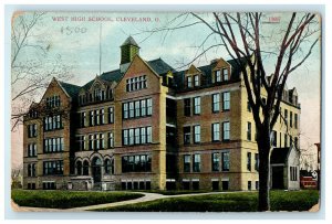 1910 West High School Cleveland Ohio OH Posted Antique RPO Cancel Postcard 