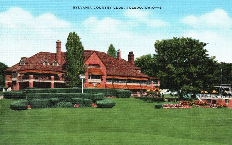 Vintage Postcard 1930's Sylvania Country Club House Green Field Toledo Ohio OH 