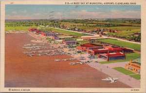 A Busy Day at Municipal Airport Cleveland OH Postcard PC520