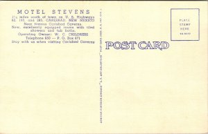 Postcard Motel Stevens near Carlsbad Caverns US 62, 180, 285 Carlsbad New Mexico