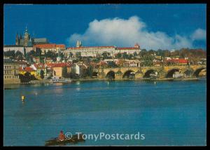 Prague - Charles Bridge - the river Moldau