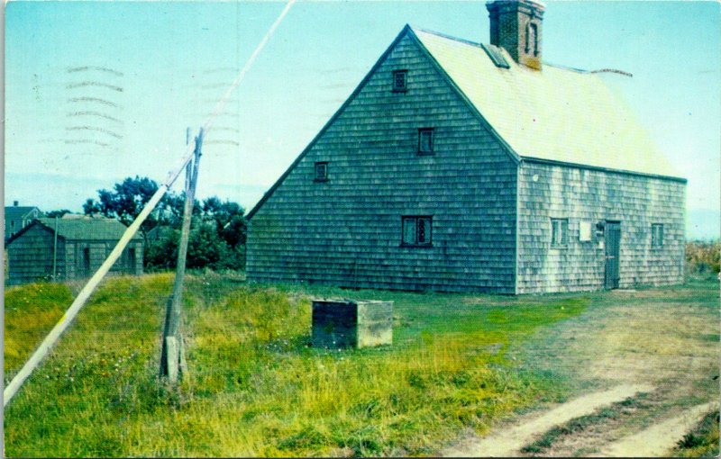 Nantucket Island MA Oldest House Postcard used (24378)