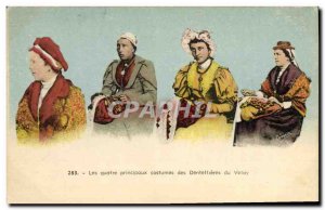 Old Postcard Folklore Lace Dentelliere The four main costume bobbin lace make...