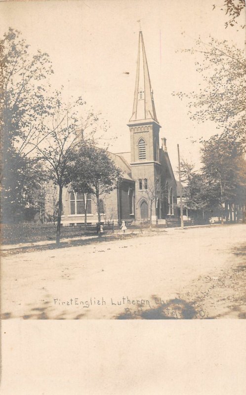 H87/ Bellefontaine Ohio RPPC Postcard c1910 1st English Lutheran Church79